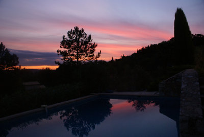 pool at sunset